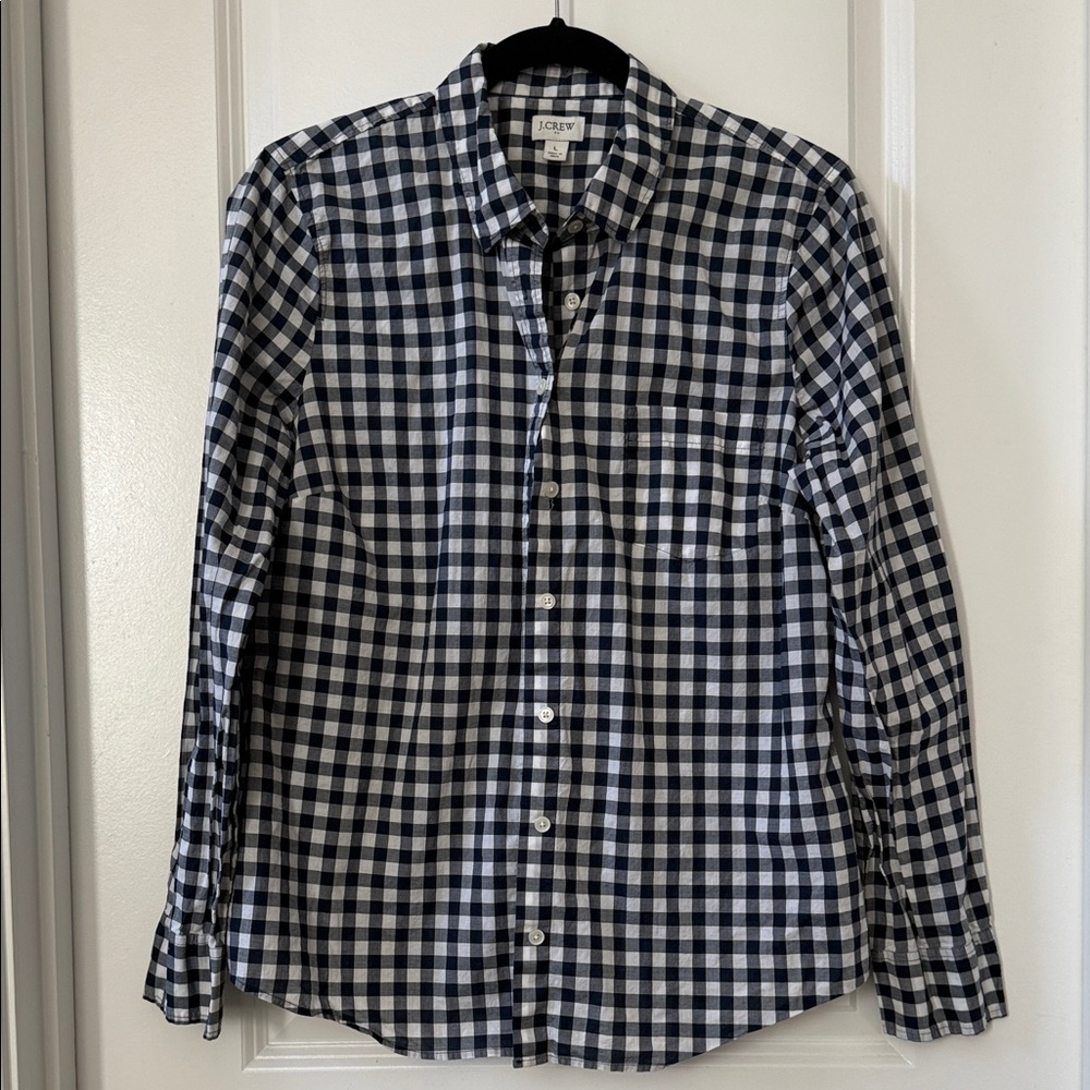 J. Crew Women’s blue and White Checkered Shirt